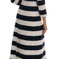 Elegant Blue Striped Coat Jacket