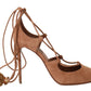 Beige Suede Tassel Stiletto Heels