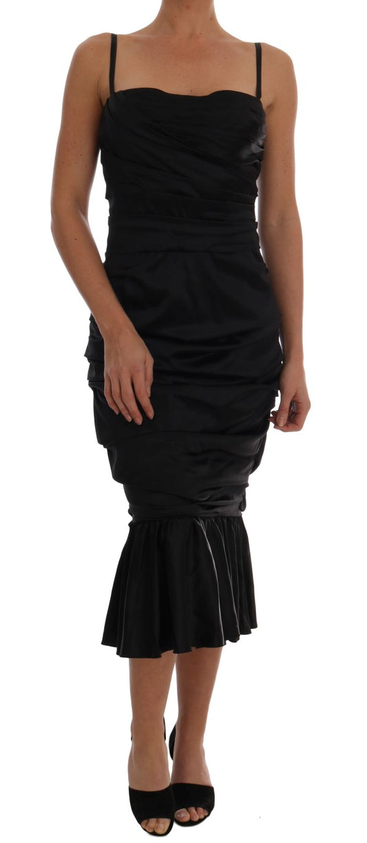 Elegant Silk Stretch Bustier Midi Dress