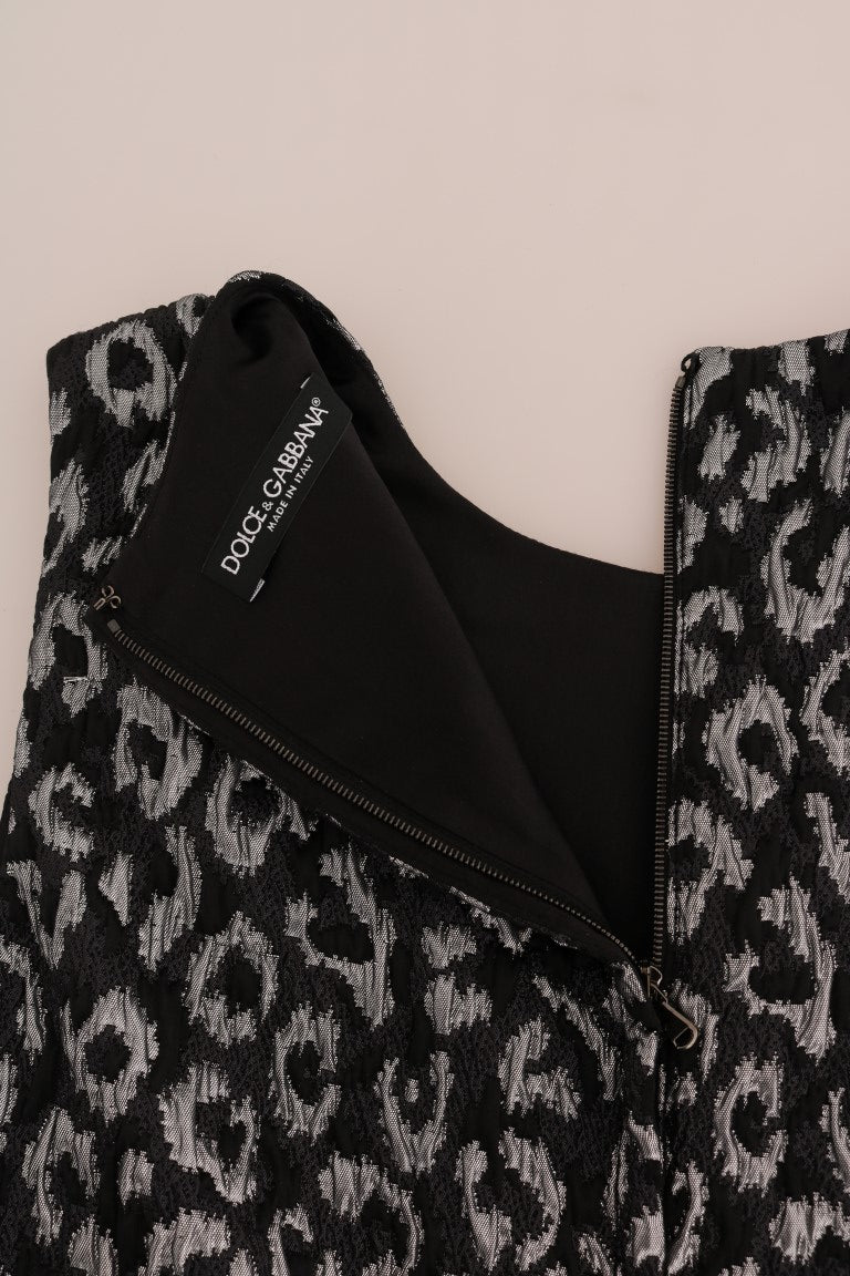 Crystal Embellished Leopard Jacquard Mini Dress