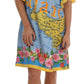Sicilian Charm Silk Dress with Map Print