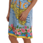 Sicilian Charm Silk Dress with Map Print