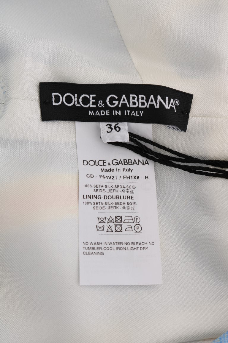 Sicilian Charm Silk Dress with Map Print