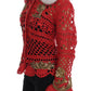 Red Crystal Embellished Cardigan Sweater