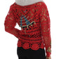 Red Crystal Embellished Cardigan Sweater