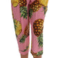 Pink Pineapple Print Cotton Capri Pants