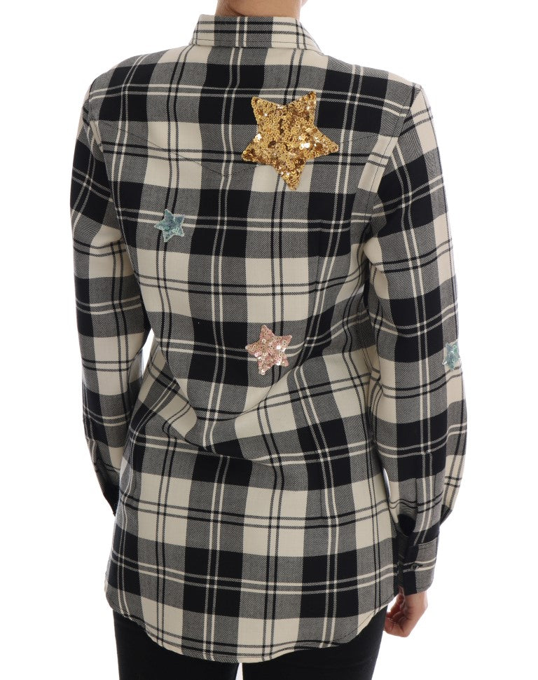 Enchanted Sequin Checkered Wool Shirt