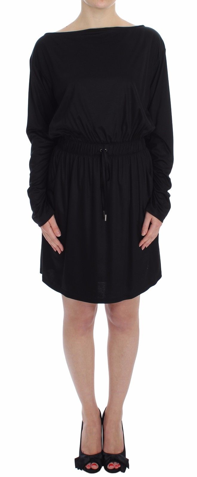 Elegant Black Silk Blend Shift Dress