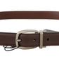 Elegant Brown Leather Men's Belt