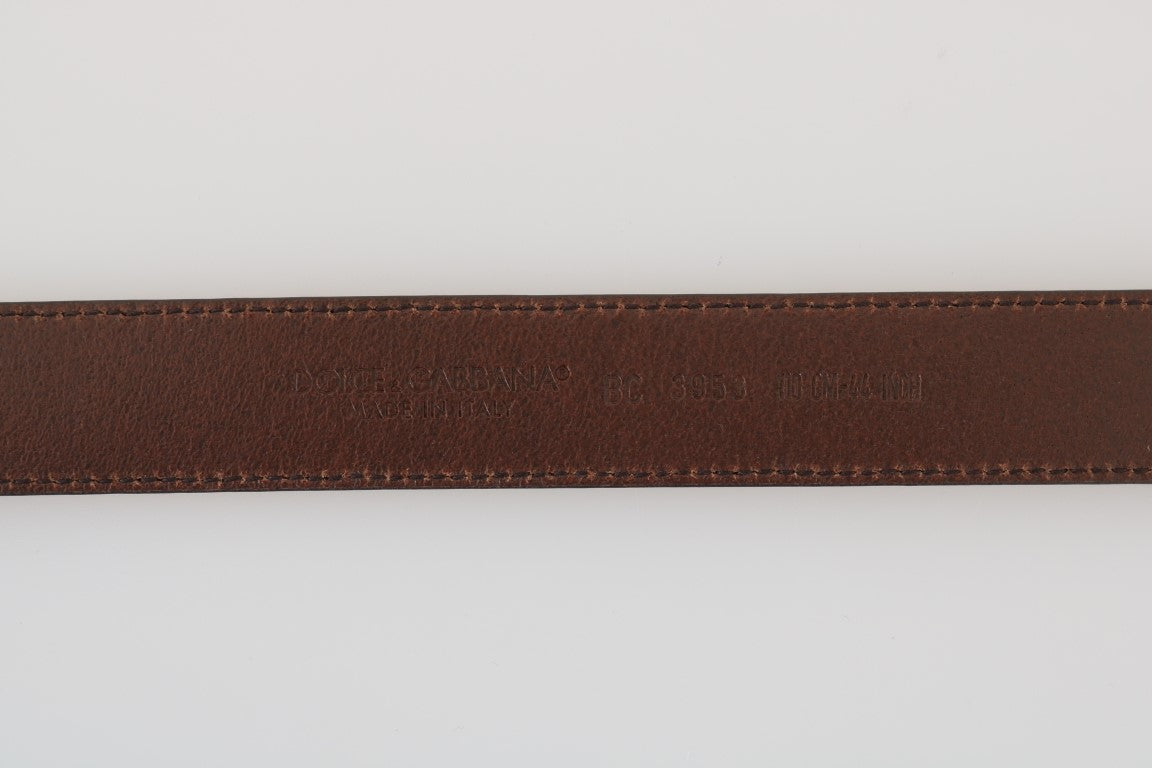 Elegant Brown Leather Men's Belt