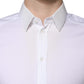 White Cotton Formal Men GOLD Dress Shirt