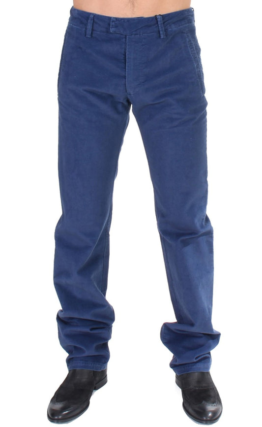 Elegant Blue Straight Fit Casual Pants