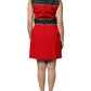 Red Wool Sleeveless A-line Flared Mini Dress