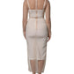 White Sheer Tulle Bustier Bodycon Midi Dress
