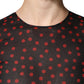 Black Red Polka Dot Silk Layered Midi Dress