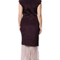 Brown Silk Short Sleeves Sheath Maxi Dress