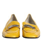Yellow Leather Logo Plaque Slip On Mocassin Shoes