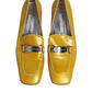 Yellow Leather Logo Plaque Slip On Mocassin Shoes