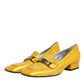 Yellow Leather Logo Plaque Slip On Mocassin Shoes