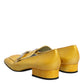 Yellow Leather Logo Plaque Slip On Mocassin Shoes
