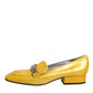 Yellow Leather Logo Plaque Slip On Mocassin Shoes