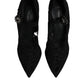 Black Lace Crystals Mary Jane Pumps Shoes