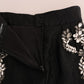 Elegant Black Crystal Embellished Mini Skirt