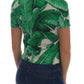 Elegant Silk Polo Top with Banana Leaf Motif