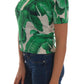 Elegant Silk Polo Top with Banana Leaf Motif