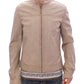 Elegant Beige Leather Lambskin Jacket