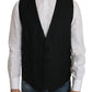 Elegant Black Formal Wool Blend Vest
