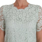 Elegant Light Green Silk Blend Mini Dress