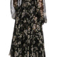 Black Floral Silk Midi Dress with Luxe Craftsmanship
