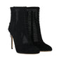 Elegant Black Suede & Tulle Ankle Booties