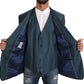 Elegant Green Martini Wool Blazer and Vest