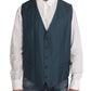 Elegant Green Martini Wool Blazer and Vest