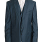 Elegant Green Martini Wool Blazer and Vest