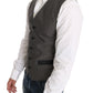 Elegant Gray Circle Pattern Blazer and Vest Set