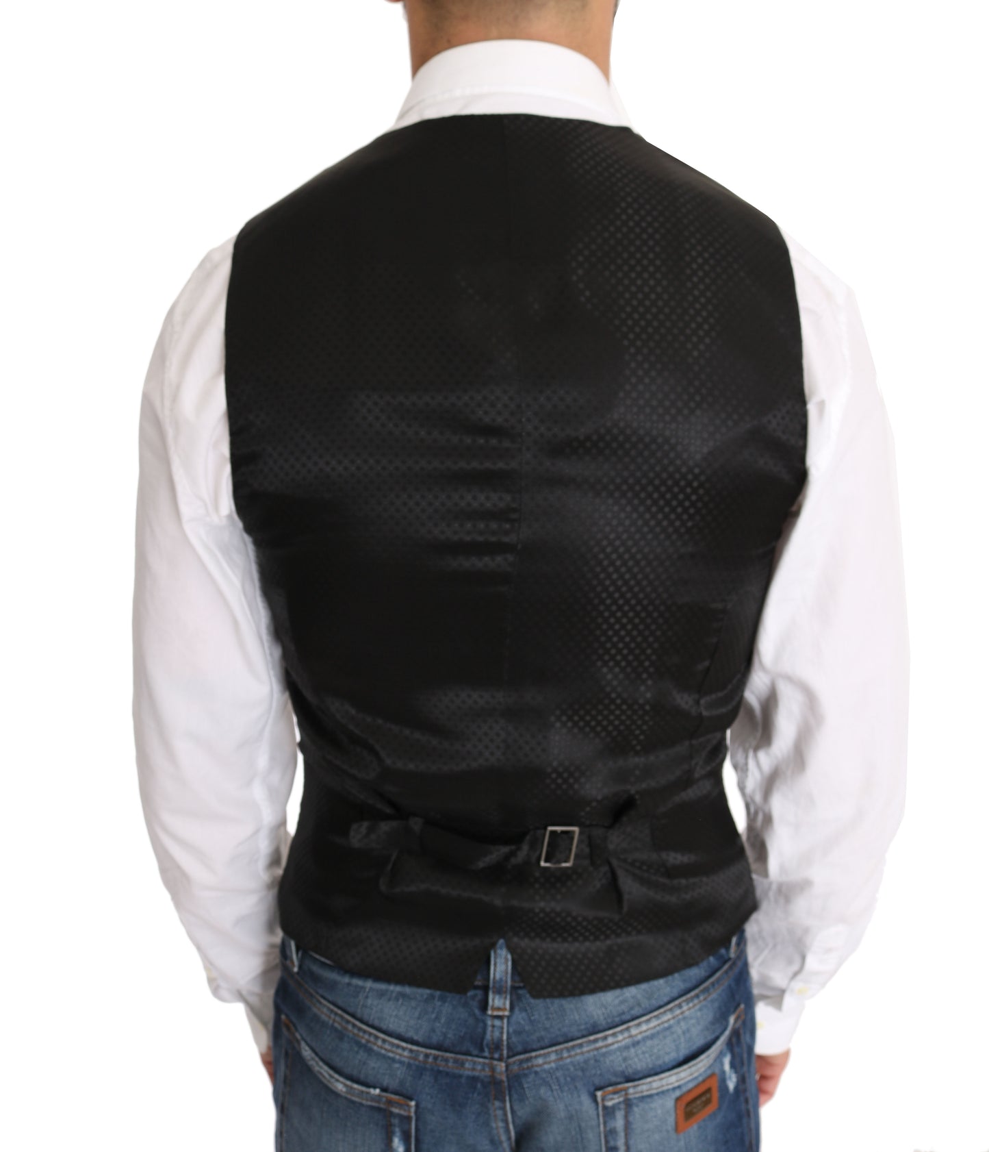 Elegant Gray Circle Pattern Blazer and Vest Set