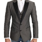 Elegant Gray Circle Pattern Blazer and Vest Set