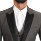 Elegant Gray Circle Pattern Blazer and Vest Set