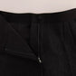 Black Floral Brocade High Waist Pants