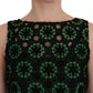 Green Floral Ricamo A-Line Shift Dress