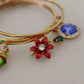 Multicolor Crystal Gold Tone Brass Bangle Bracelet