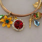 Multicolor Crystal Gold Tone Brass Bangle Bracelet