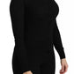 Black Virgin Wool Long Sleeve Top Blouse Top