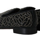 Elegant Black Velvet Loafers with Crystal Detail