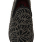Elegant Black Velvet Loafers with Crystal Detail