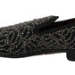 Elegant Black Velvet Loafers with Crystal Detail