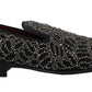 Elegant Black Velvet Loafers with Crystal Detail
